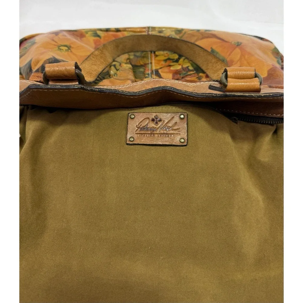 Patricia Nash Enlightened Garden Floral Leather Shoulder Bag Satchel Pleated GUC
